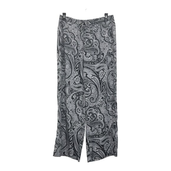 Michael Kors Womens Black Paisley Print Wide Leg Pants Size 16 Pull On Drawstrim - Picture 8 of 14
